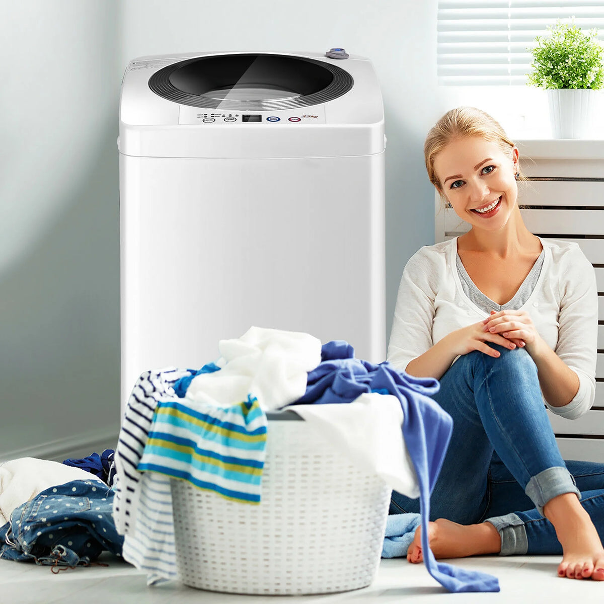 Costway Full-Automatic Laundry Wash Machine Washer Spinner Drain Pump