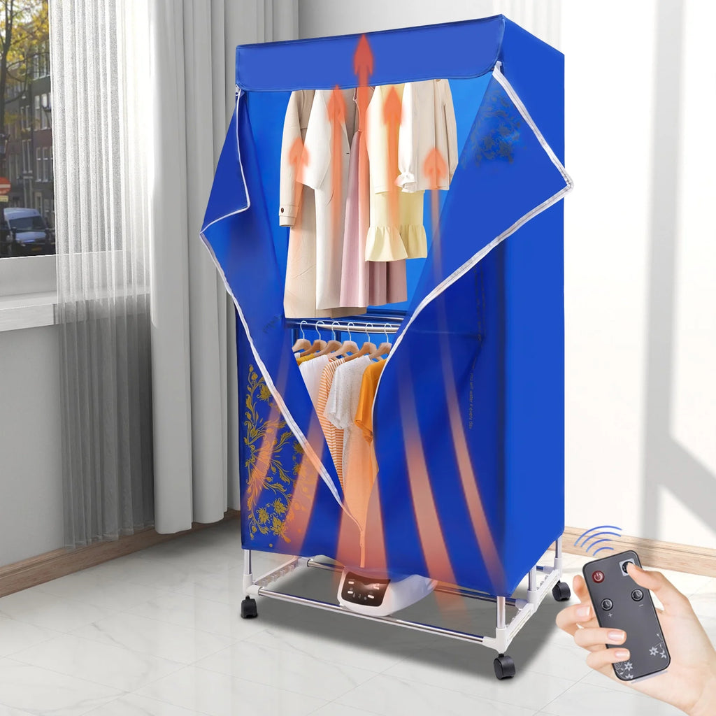 Clothes Dryer Portable Travel Dryer Machine Portable Dryer for Apartments New Generation Electric Clothes Drying Blue 2 Layers for Families Apartments Campers Student Dormitories