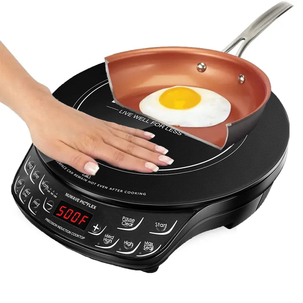 Nuwave Induction Cooktop with 4Qt Non-Stick Ceramic Pan, 3 Watt Settings 600, 900 & 1300W, 6.5a?? Heating Coil, Induction Cooktop, Cooking