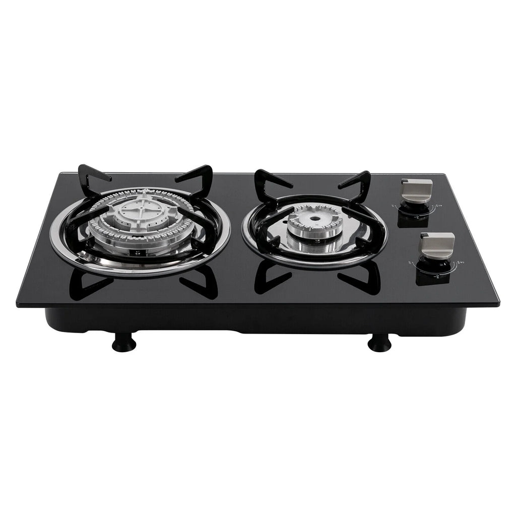 2 Burner Modern Gas Cooktop Gas Stove Top with 2 Burner Black 20.47*12.6 in