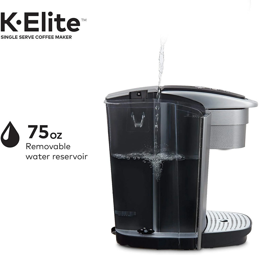 Keurig K-Elite Coffee Maker, Single Serve K-Cup Pod Coffee Brewer, With Iced Coffee Capability, Brushed Silver