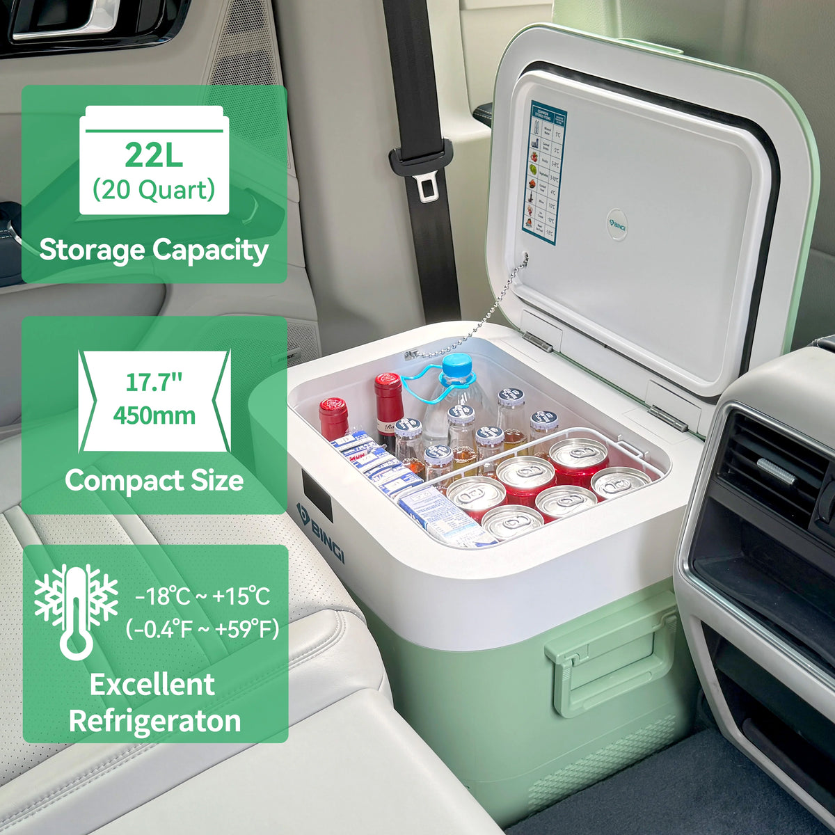 Portable Fridge 19 QT(18 Liter) 12 Volt Fridge Car Freezer Compressor Cooler 12/24V DC 110��240V AC for Camping Truck RV Boat & Home Use -18��~+15��