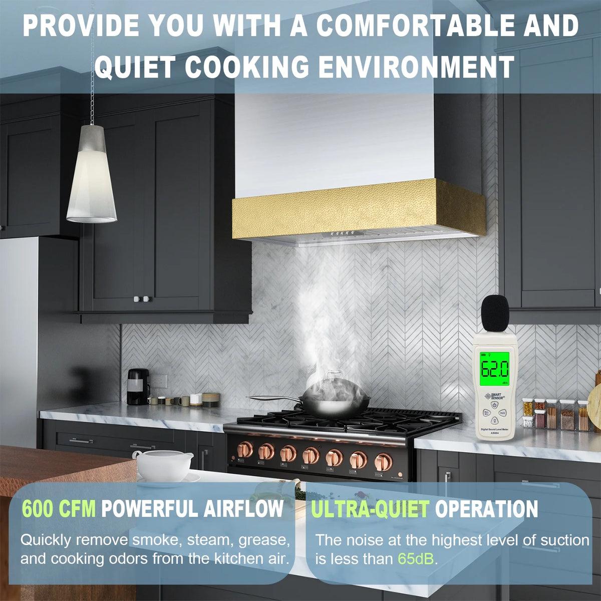 Akicon Range Hood 30 Inch, 600 CFM Ducted Vent Hood, Stainless Steel Box Kitchen Hood with 2 LED Lights, Removable Baffle Filters, Stove Hood Vent for Kitchen, 3 Speeds, Wall Mounted (AK-HS30HB-JBC)