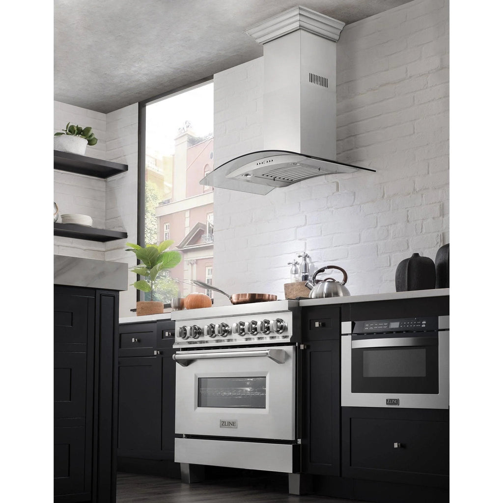 ZLINE 30 in. Wall Mount Range Hood in Stainless Steel & Glass (KN4-30)
