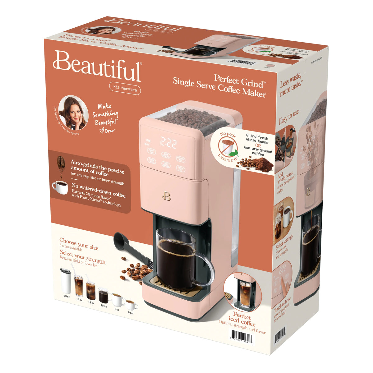 Beautiful Perfect Grind�?Programmable Single Serve Coffee Maker, White Icing by Drew Barrymore