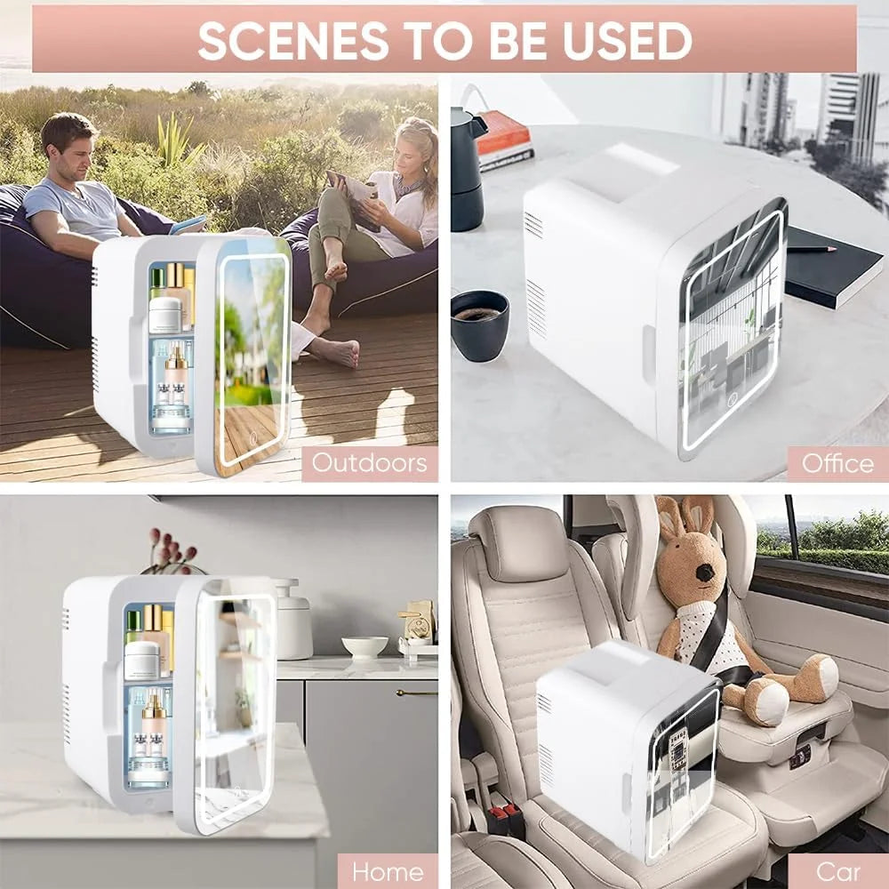 Skincare Fridge, 4L/6 Can Cosmetic Fridge for Bedroom, Office, Car
