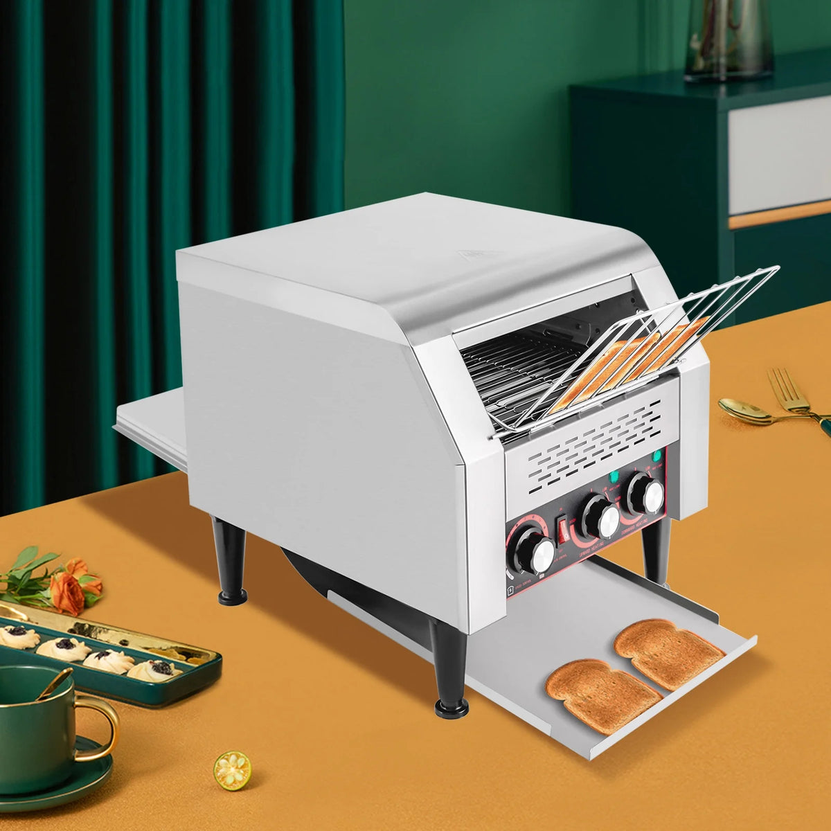 ChicHomey Electric Commercial Conveyor Toaster 300PCS H Tray Toasting Machine Restaurant