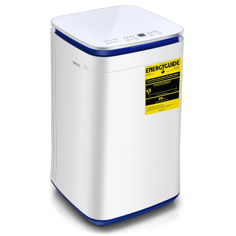 Spaco 7.7 lbs Full Automatic Laundry Washer, Compact Full Automatic Washing Machine with Heating Function Pump, Washing Machine for Indoor, Blue