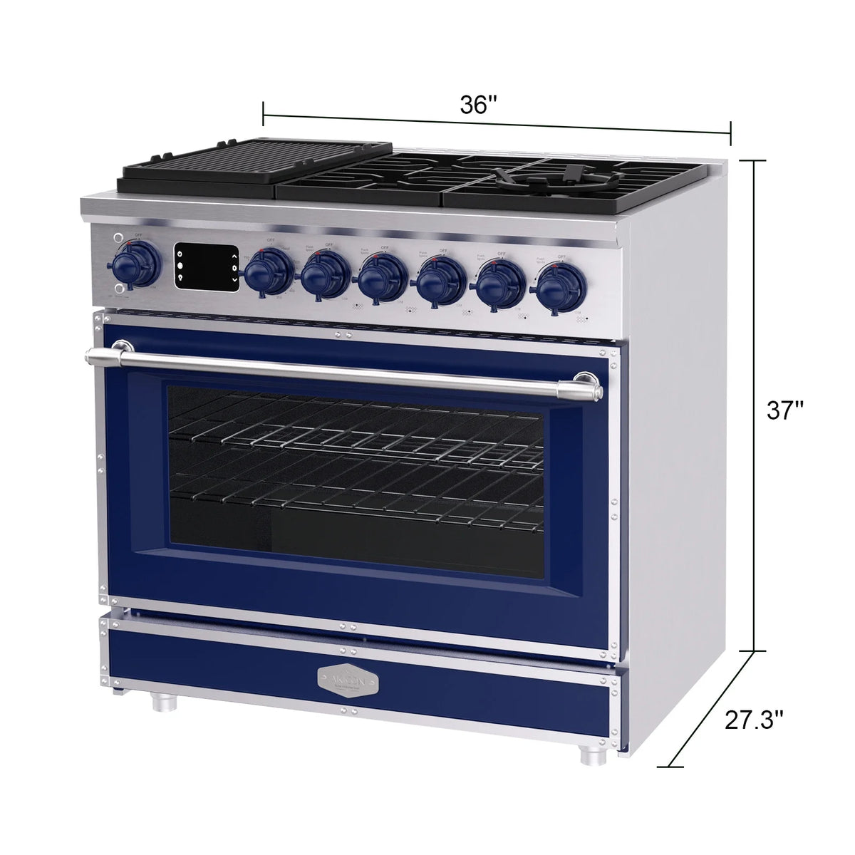 Akicon 48 Inch Freestanding Gas Range with 8 Sealed Burners Cooktop, 6.7 Cu.Ft. Dual Zone Capacity, Natural Gas/LP Convertible-BSGBGGA1
