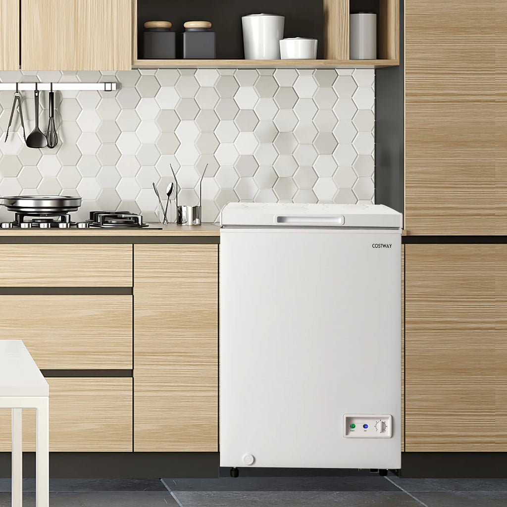 Costway 3.5 Cubic Feet Removable Storage Basket Chest Freezer
