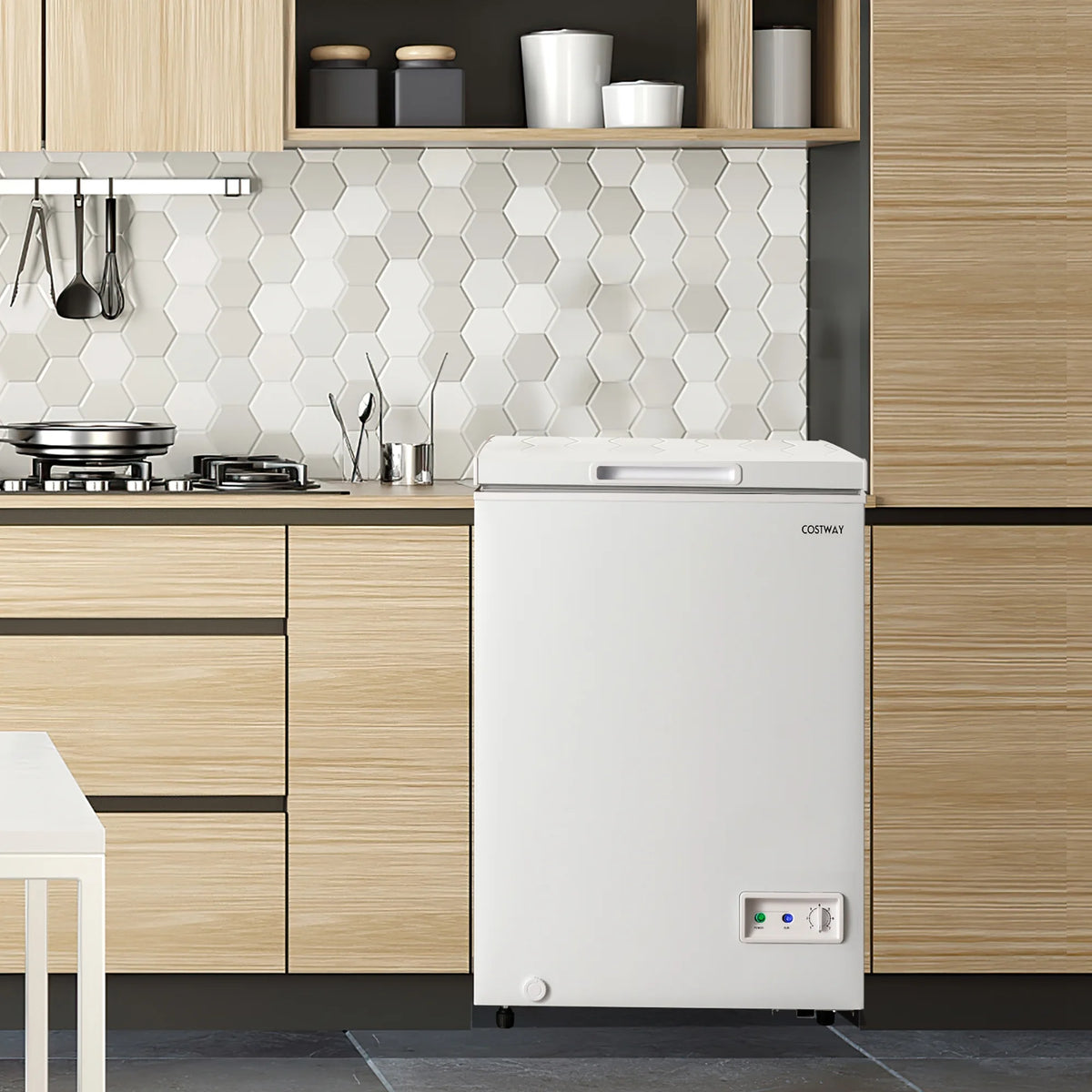 Costway 3.5 Cubic Feet Removable Storage Basket Chest Freezer
