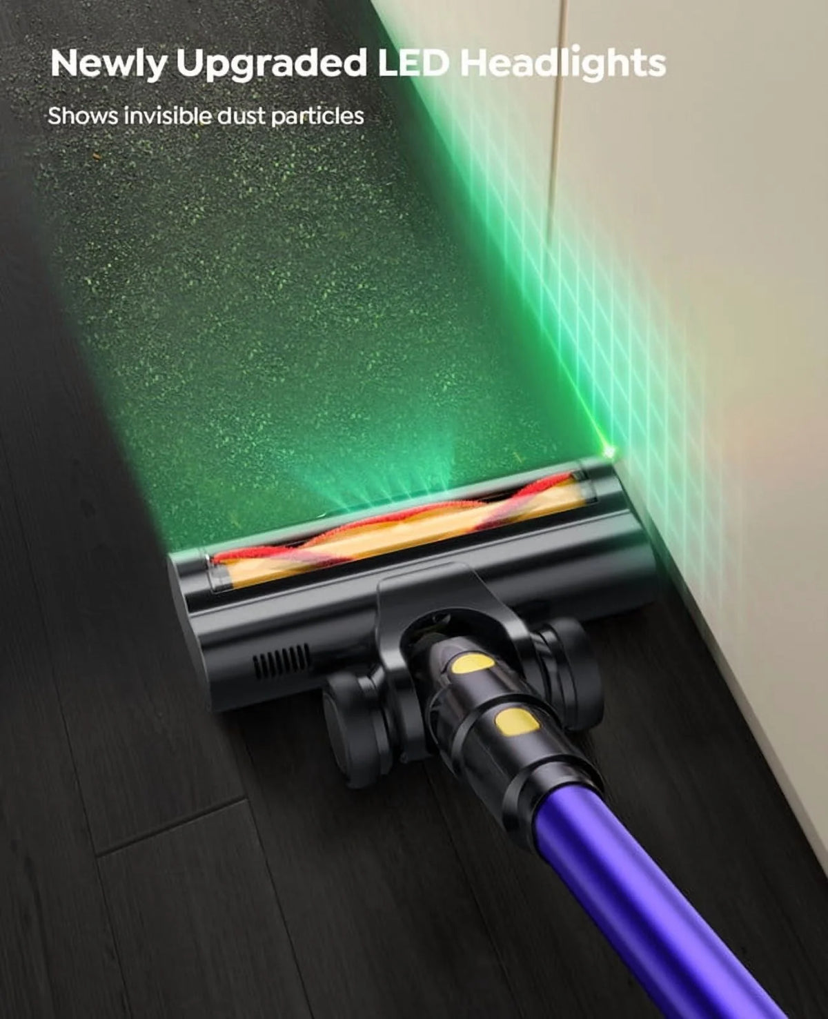 Laresar Aromatherapy Cordless Stick Vacuum, 550W 55Kpa, Green Laser, 60Min Runtime, Pet Hair & Hard Floor Cleaner