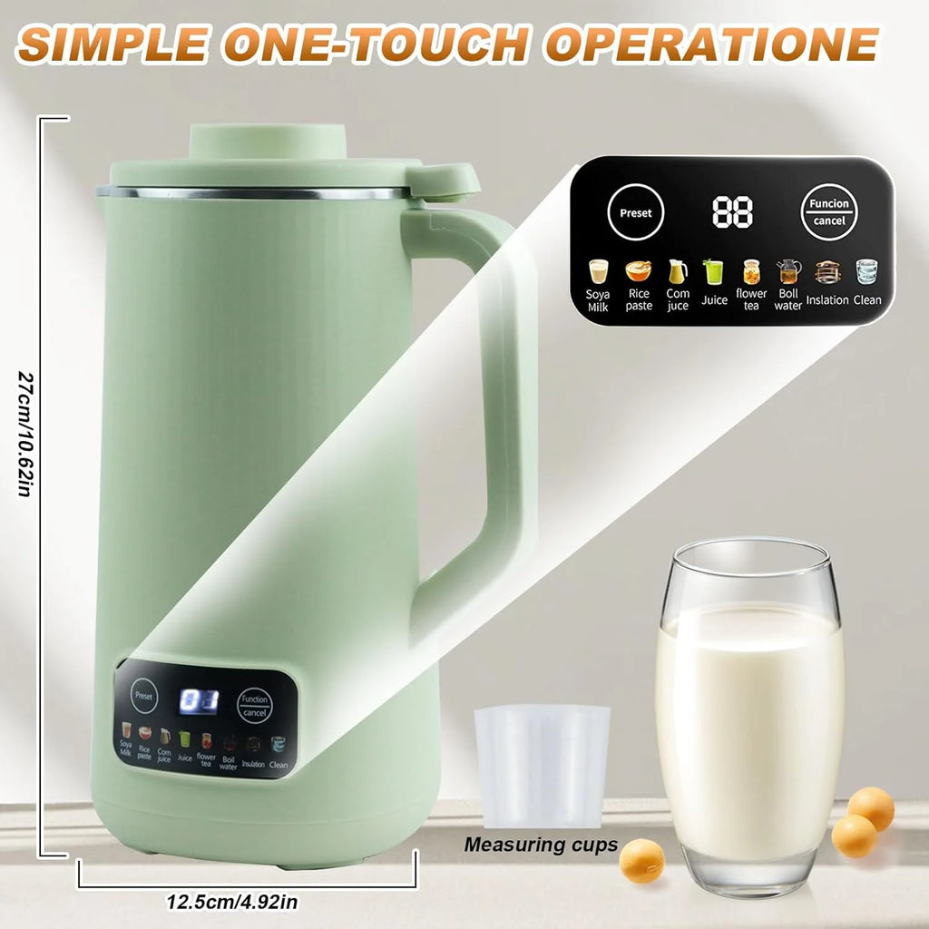 Nut Milk Maker Machine, 20 oz Automatic Milk Machine with 10 Blades, Plant-Based Milk, Oat, Soy, Dairy Beverages, Soy Milk Maker with 12 Hours Timer/Keep Warm/Auto-clean(White)