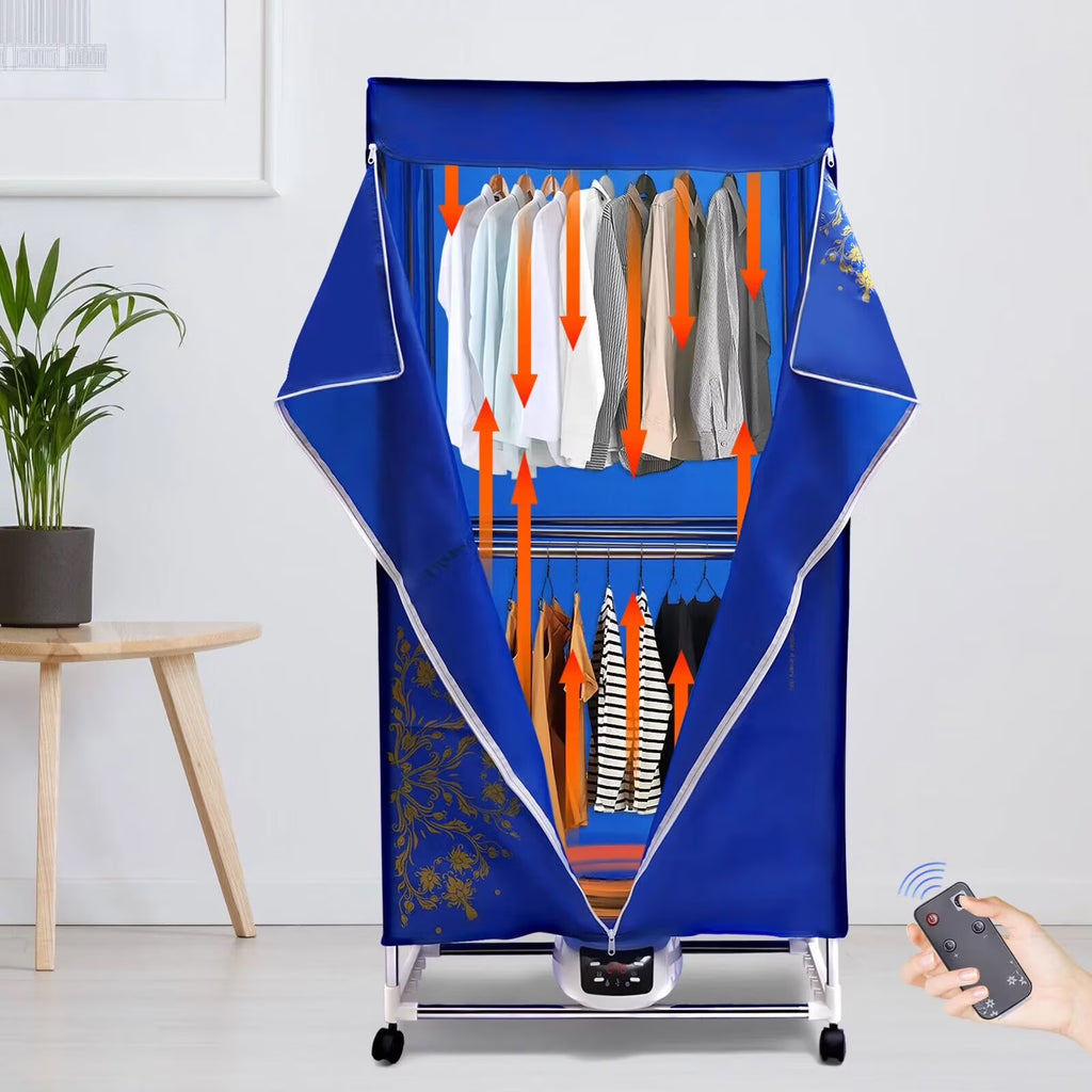 Anqidi Folding Portable Electric Clothes Dryer 2 Layer 3 Gear Timing Laundry Drying Rack + Remote 1500W