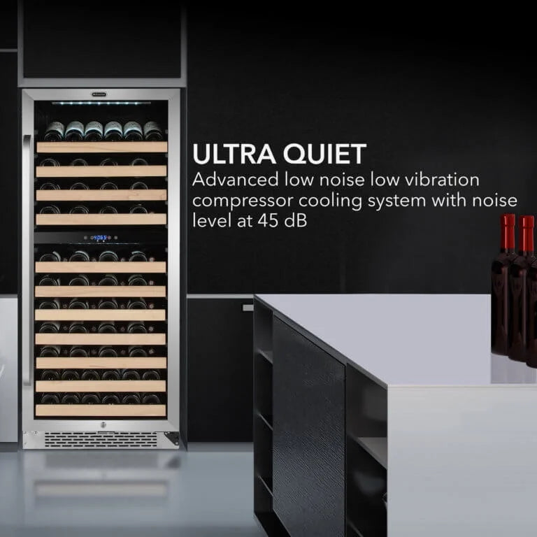 Whynter 24 inch Wine Cooler Refrigerator, 46 Bottle Wine Fridge, Freestanding & Built-in with Reversible Glass Door