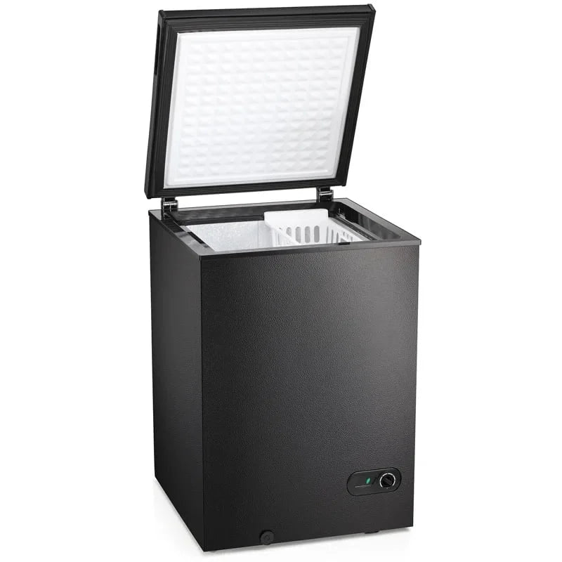 KNDKO 3.5cu.ft Compact Chest Freezer, Mini Freezer with Adjustable Temperature, 2 Removable Baskets, Top Open Door, Energy Saving, Black