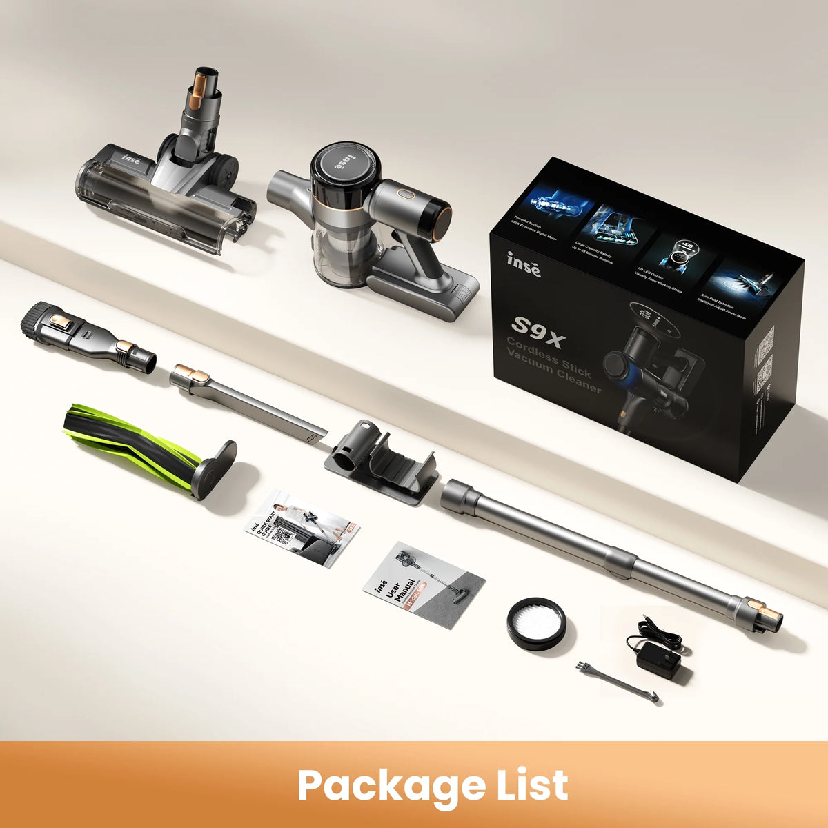 INSE Cordless Stick Vacuum Cleaner for Pet Hair Hard Floors Carpet, New S9X, 55 Mins Runtimes & 45 Kpa Powerful Suction