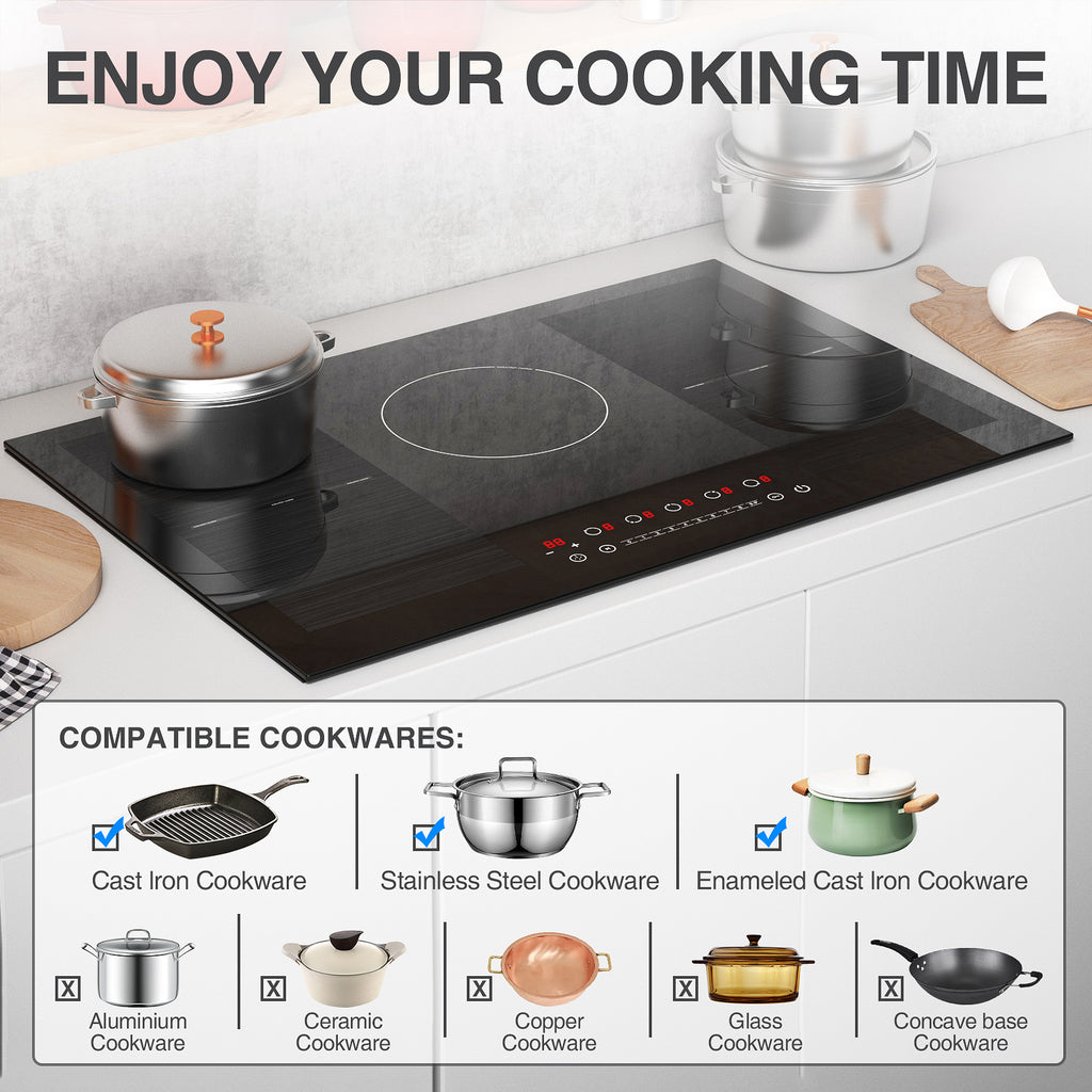 VBGK Induction Cooktop 30 inch 5 Burner Electric Hot Plate for Cooking Electric Induction Cooktop 240v, 99 Minutes Timer and Auto Shutdown Induction Burner,Child Lock