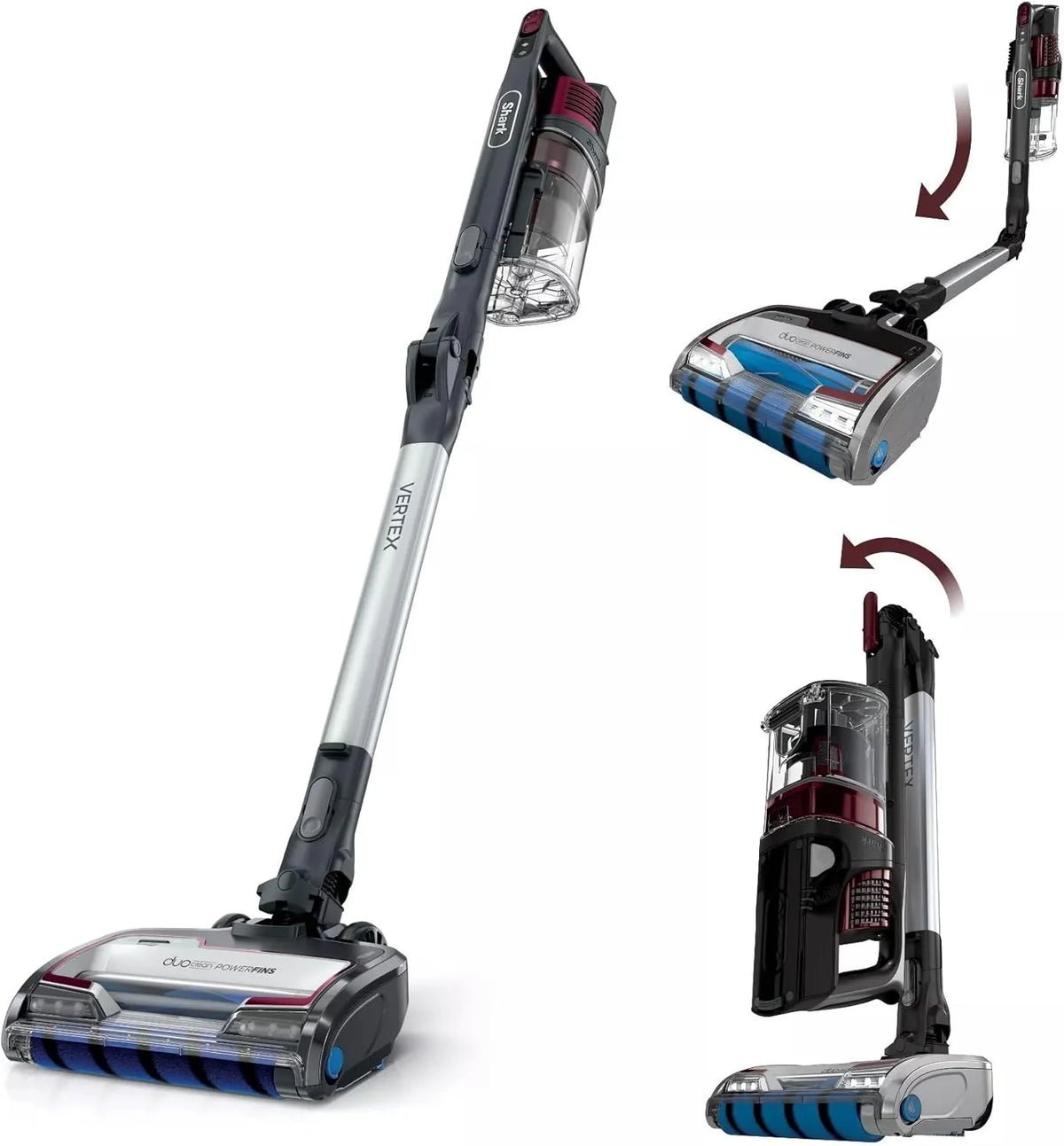 Restored Shark R-IZ464H Vertex Cordless Stick Vacuum with DuoClean PowerFins, Lightweight, Pet Hair, HEPA, 60 Min Run Time (Refurbished)