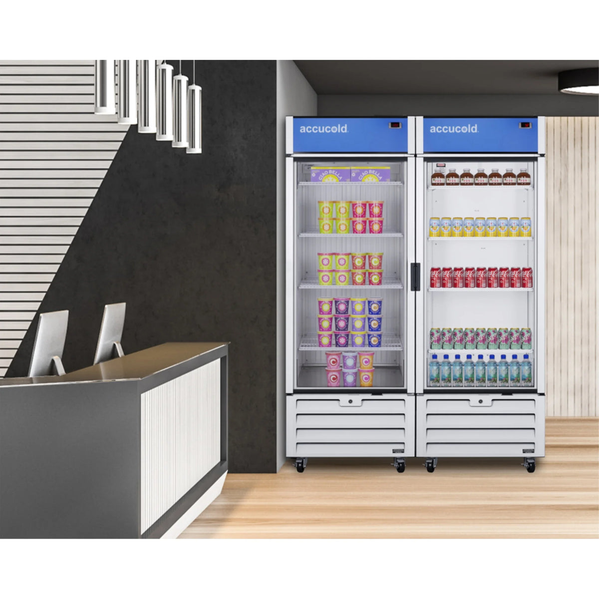 Full-sized glass door commercial display freezer