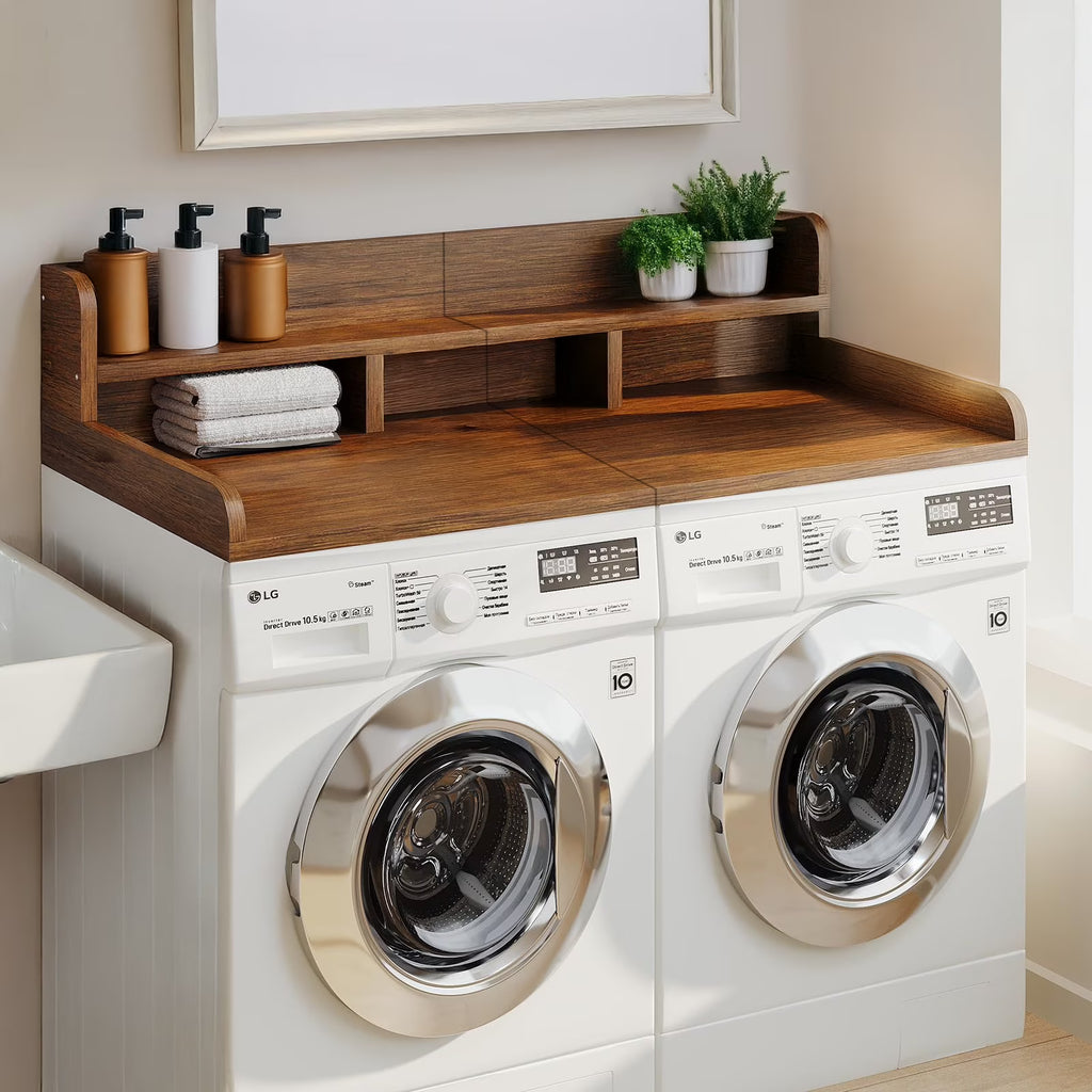 Washer Dryer Countertop with Non-slip Pads,Depth Double Layer Organizer for Washer and Dryer Laundry Hamper Counter Storage,Gray�� Matte