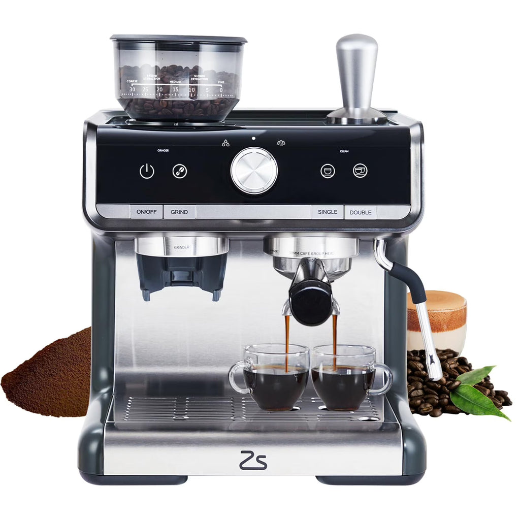RIEDHOFF Semi-Automatic Espresso Machine with Grinder, Professional Espresso Maker with Milk Frother Steam Wand, 20 Bar Barista Cappuccino Machine