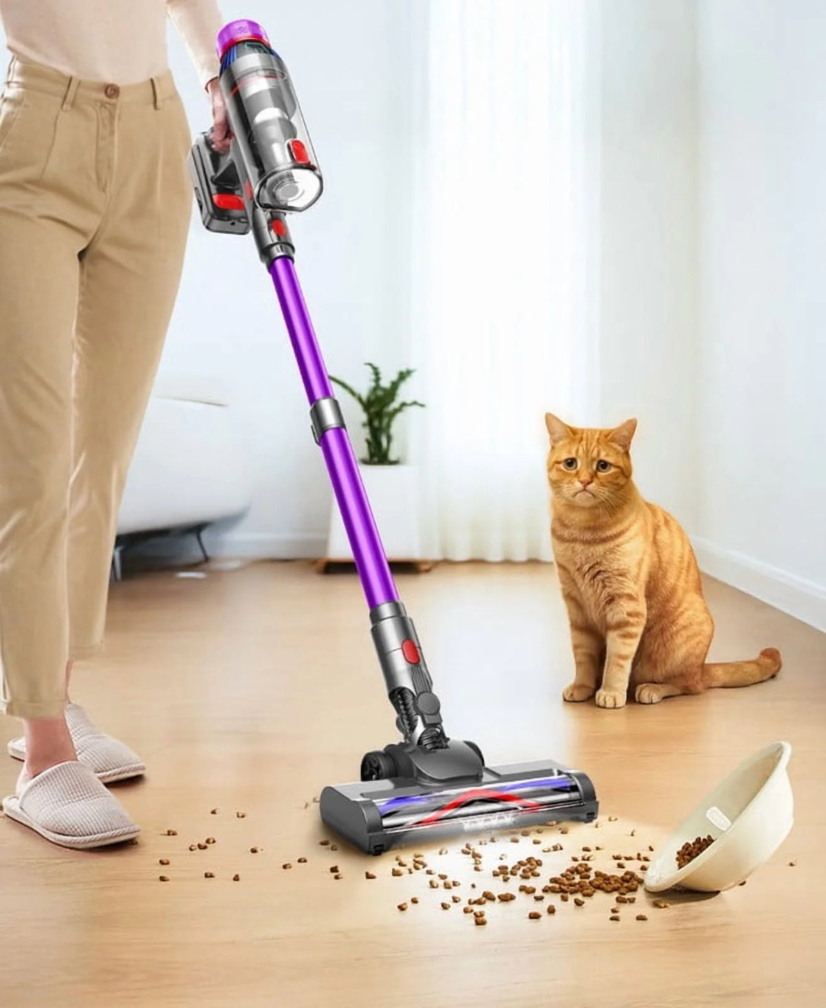 Hosaud Cordless Vacuum Cleaner - 45000pa 550W 55mins 2600mAh Lightweight Stick Vacuum Cleaners for Home Pet Hair Carpet Floor Purple