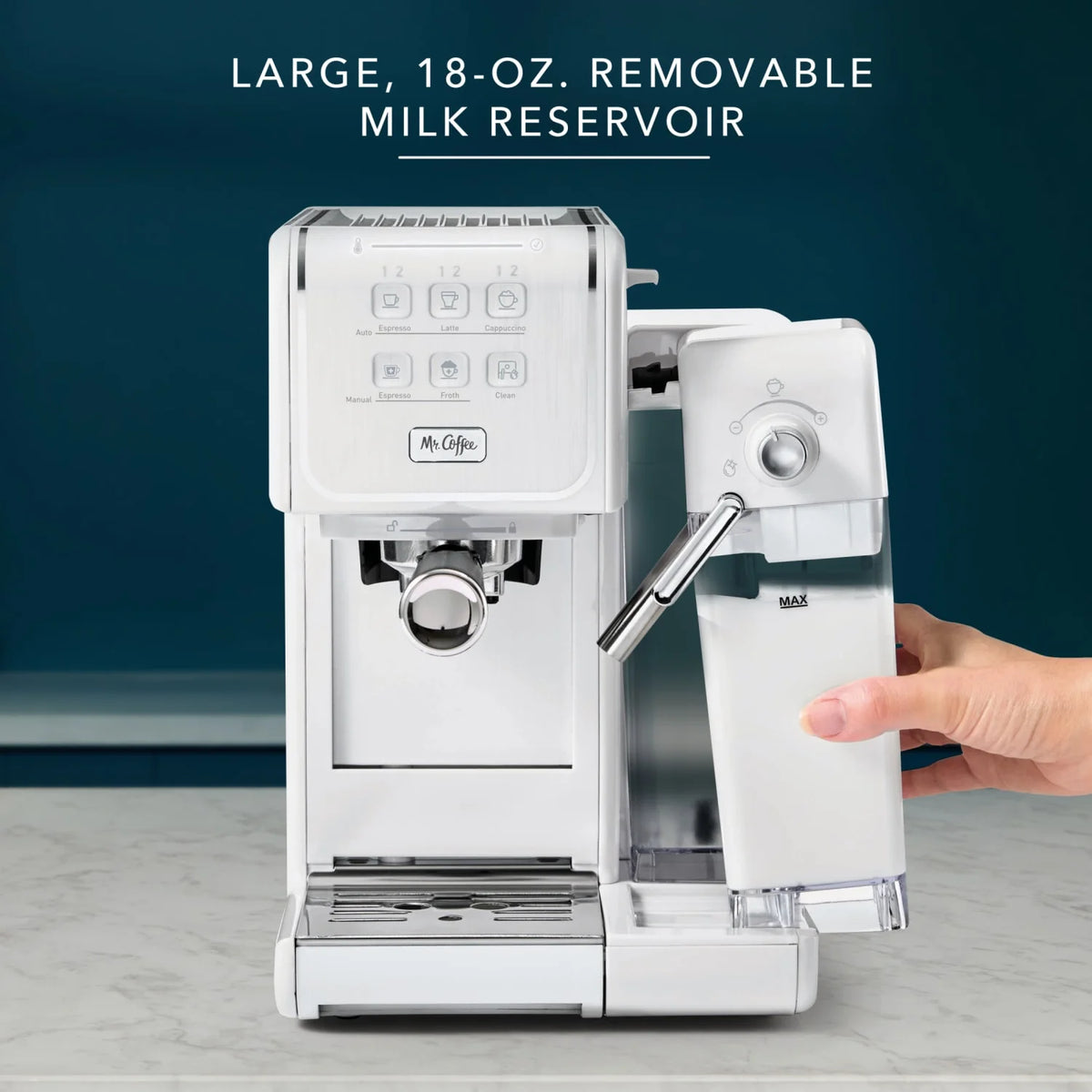 Mr. Coffee One Touch CoffeeHouse+ Espresso, Cappuccino, and Latte Maker, White