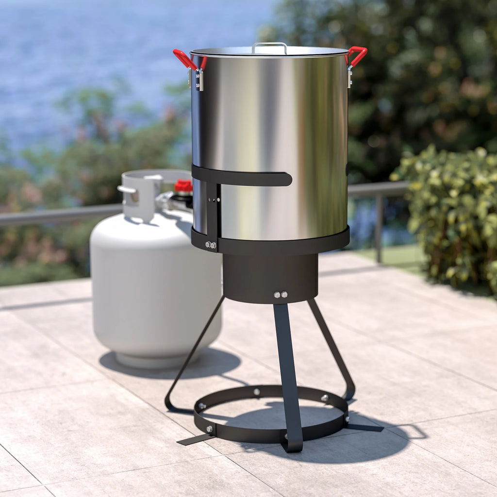 Feasto Outdoor Deep Fryer Turkey Fryer Set 30QT with Perforated Basket, Turkey Rack, Lifting Hook,Thermometer