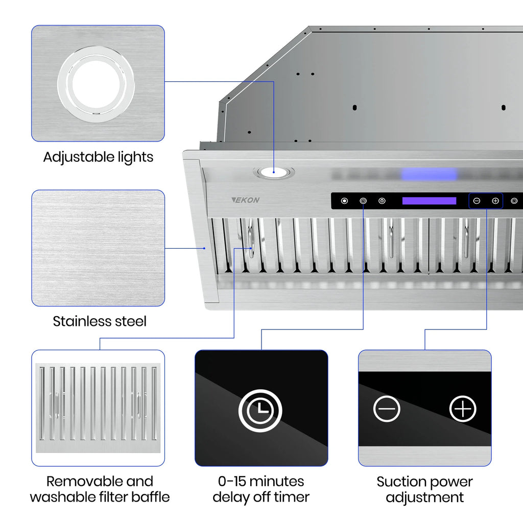 EKON Kitchen Expert 30 inch 900 CFM Convertible Insert Range Hood  with Remote control
