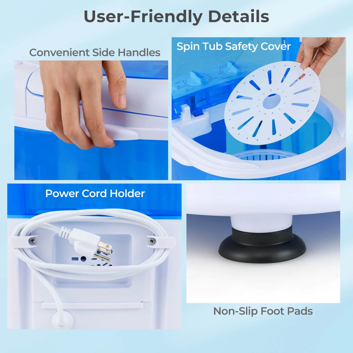 Costway Portable Washing Machine 5.5 lbs Mini Top Load Washer with Removable Spin-Dry Tub Blue