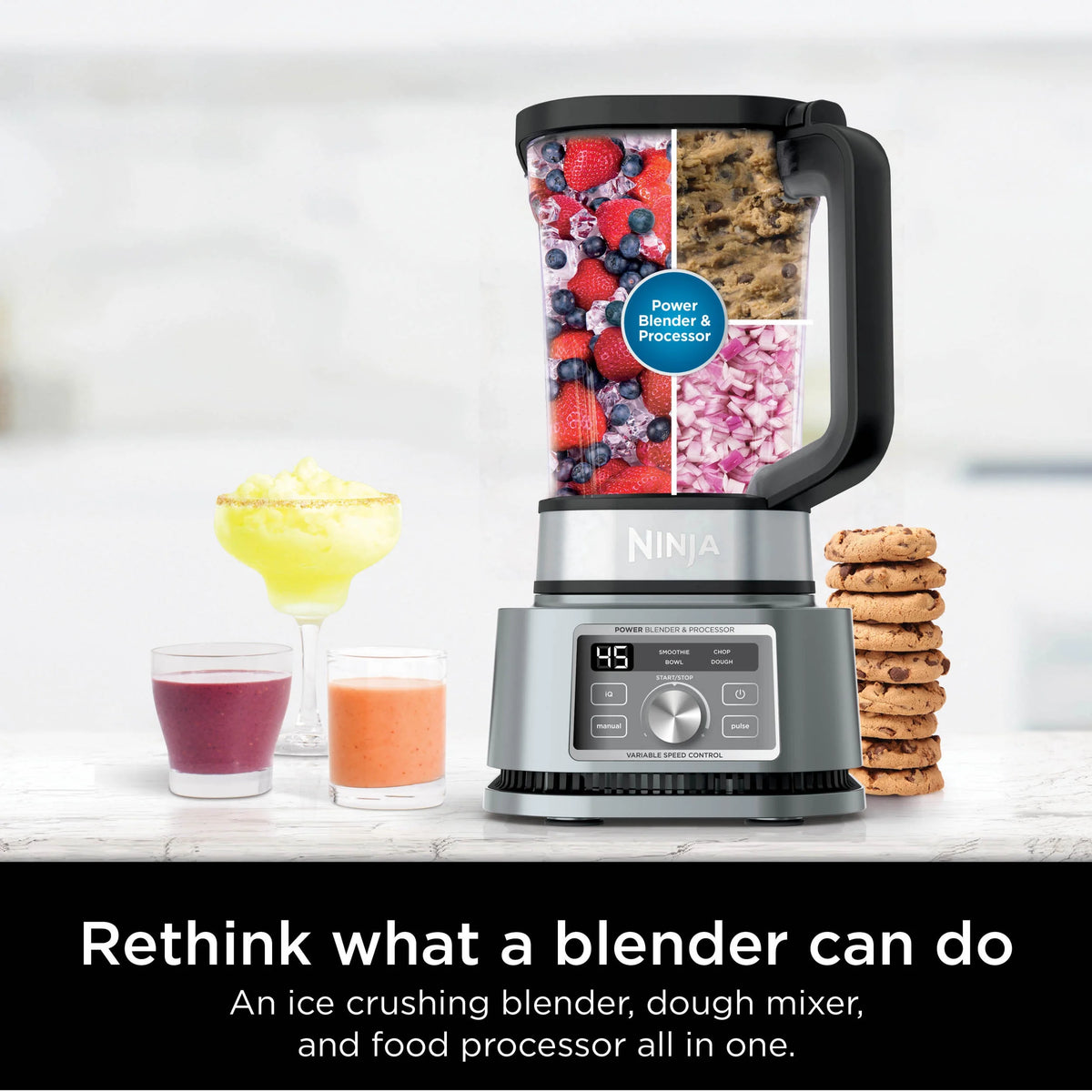 Ninja?? Foodi?? Power Blender & Processor 3-in-1 72-oz. Blender and Food Processor 1200W 4 Auto-iQ?? Presets, SS200