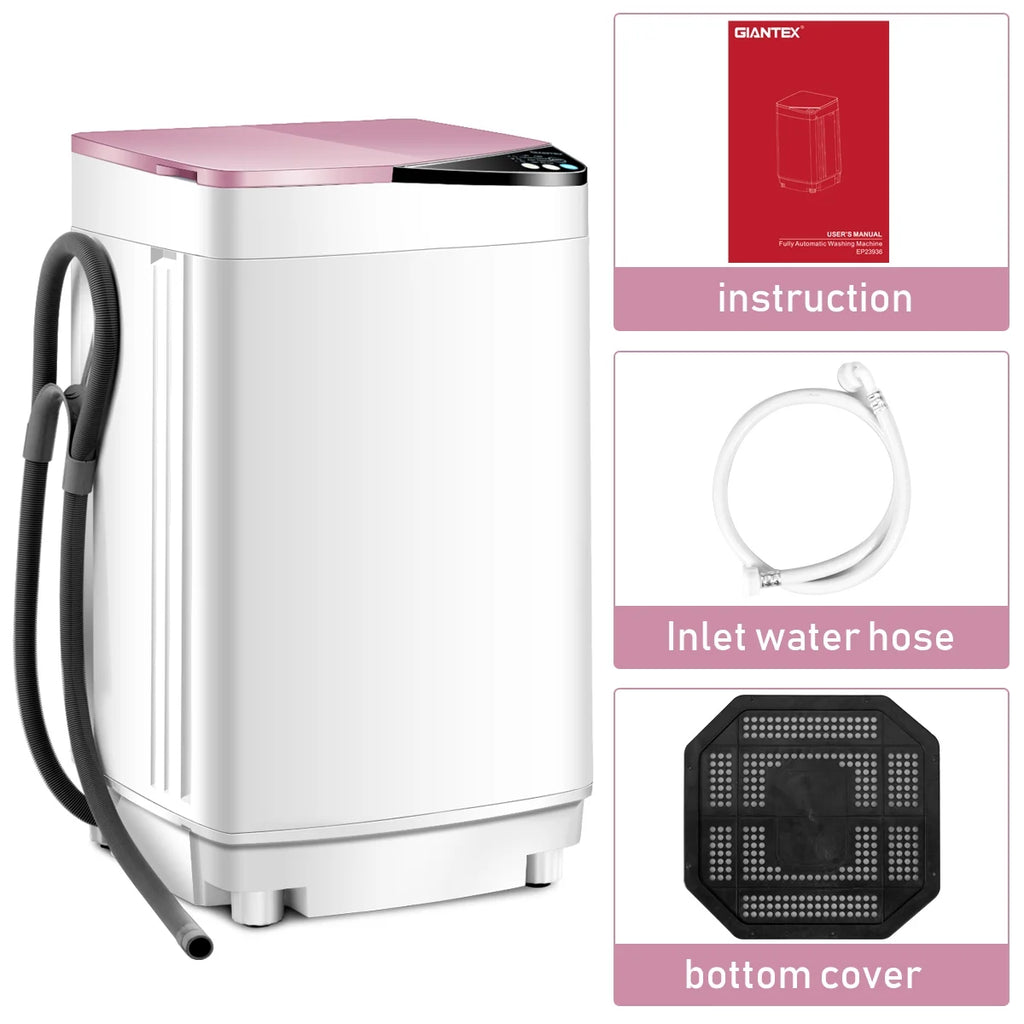 Full-Automatic Washing Machine 7.7 lbs Washer/Spinner Germicidal UV Light Pink