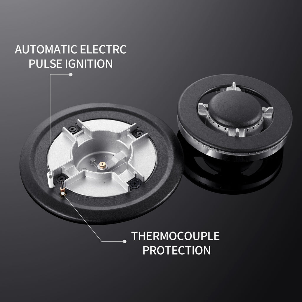 Eascookchef 4-Burners Gas Cooktop 24in Eascookchef Tempered Glass NG/LPG Convertible