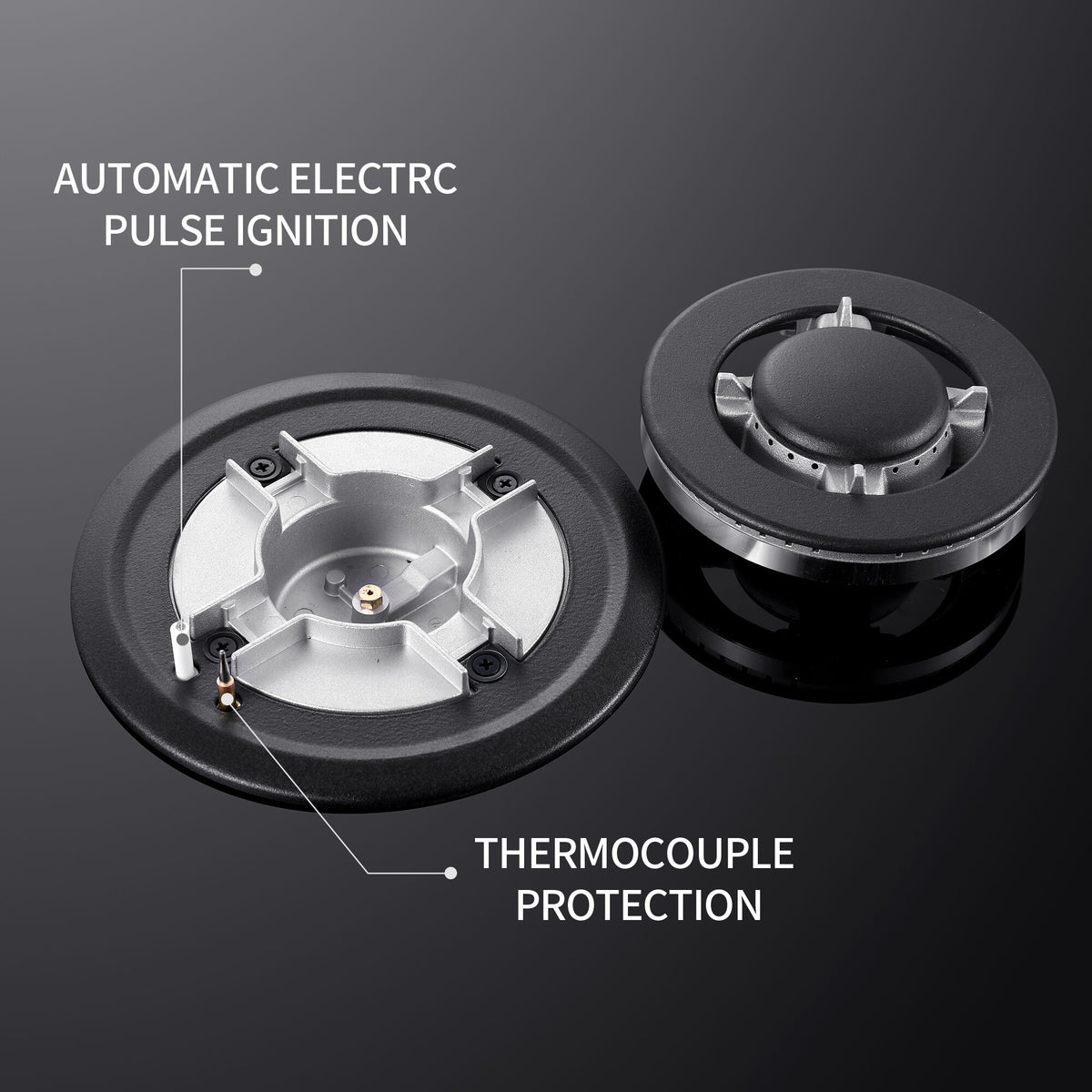 Eascookchef 4-Burners Gas Cooktop 24in Eascookchef Tempered Glass NG/LPG Convertible