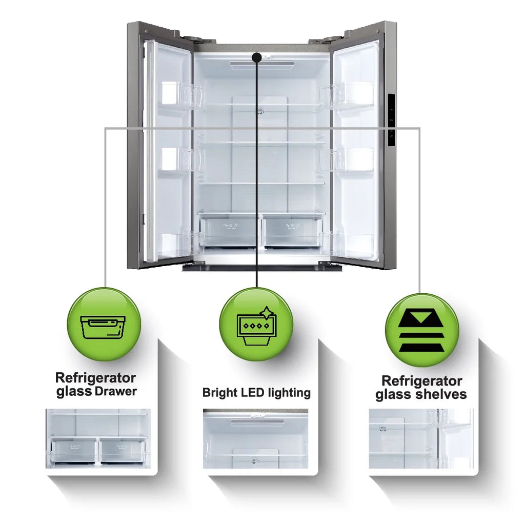 Hamilton Beach, 17.7 Cu. Ft. French Door Refrigerator, Freestanding Installation, Platinum Silver, HZ0771