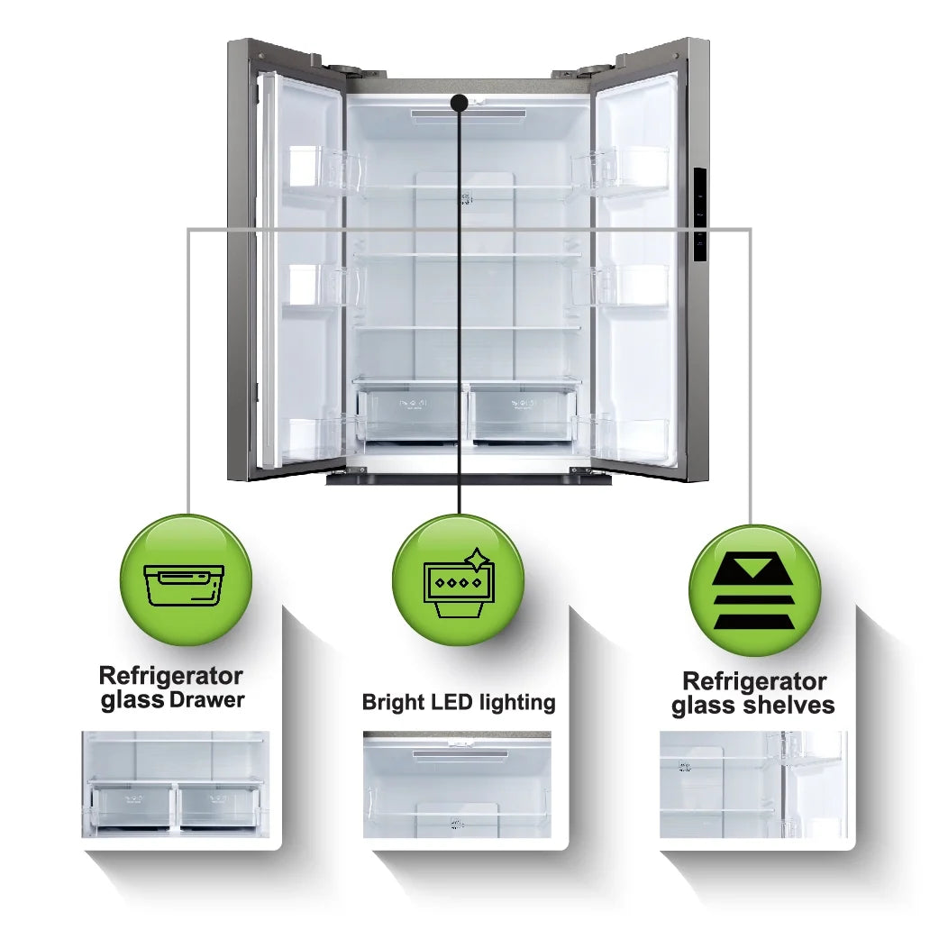Hamilton Beach, 17.7 Cu. Ft. French Door Refrigerator, Freestanding Installation, Platinum Silver, HZ0771