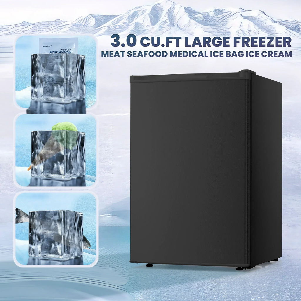 Electactic Upright Freezer, Energy Saving 3.0 Cu.ft Single Door Compact Upright Freezer with Reversible Door(Black)