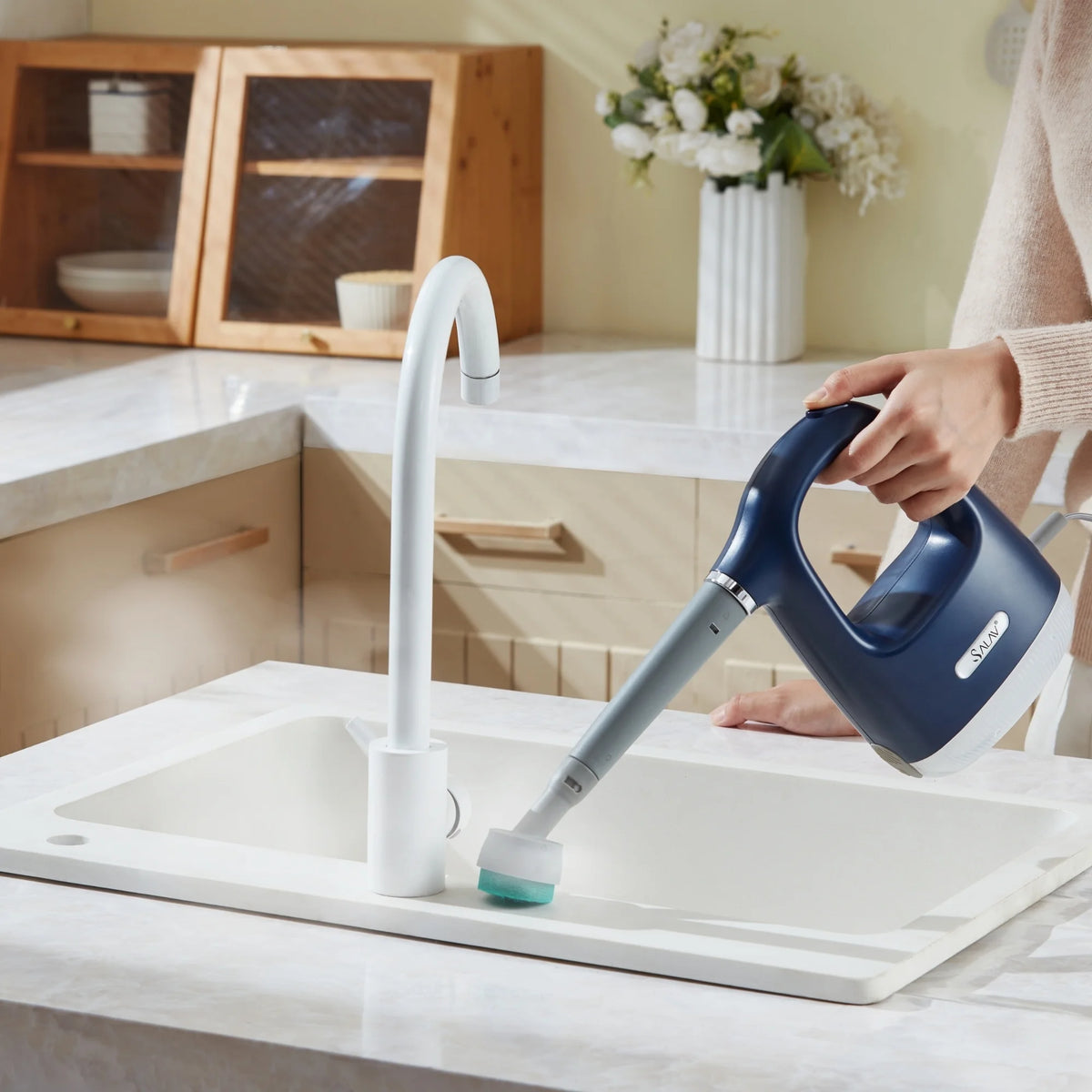 SALAV? CS-100 CleanSteam Compact Steam Cleaner, Navy