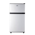 WANAI Two-Door Mini Fridge with Freezer, Silvery, 3.5 Cu ft