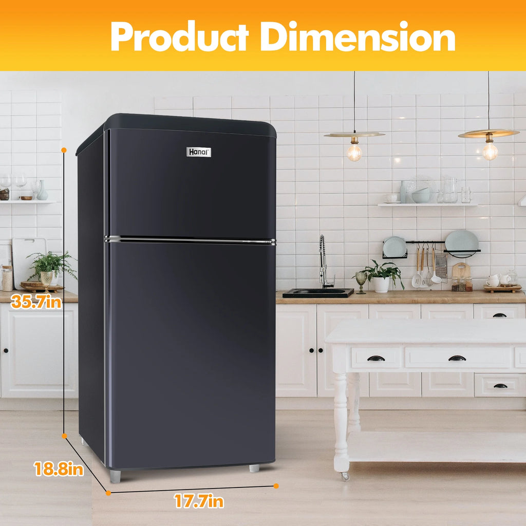 WANAI 3.5 Cu ft Two Door Mini Refrigerator with Freezer,Black