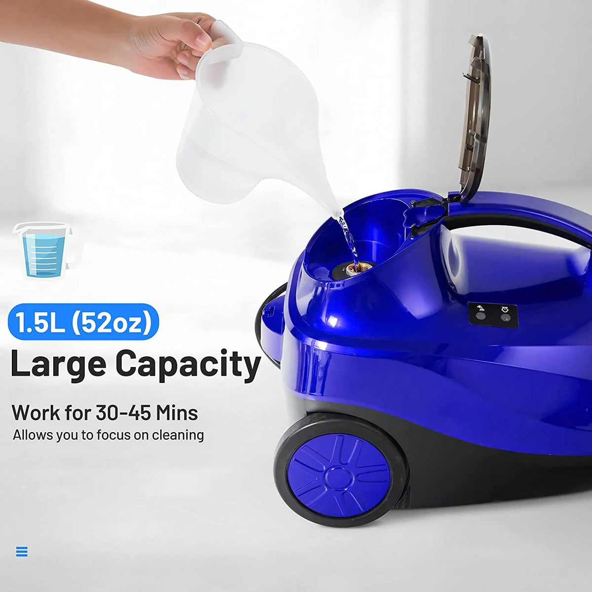 ARLIME Steam Cleaner, Heavy Duty Household Steamer w/ 19 Accessories, 1.5L Tank & 13ft Power Cord, Multipurpose Chemical-Free Household Steam Cleaner for Home, Carpet, Upholstery, Cars, Floors, Blue