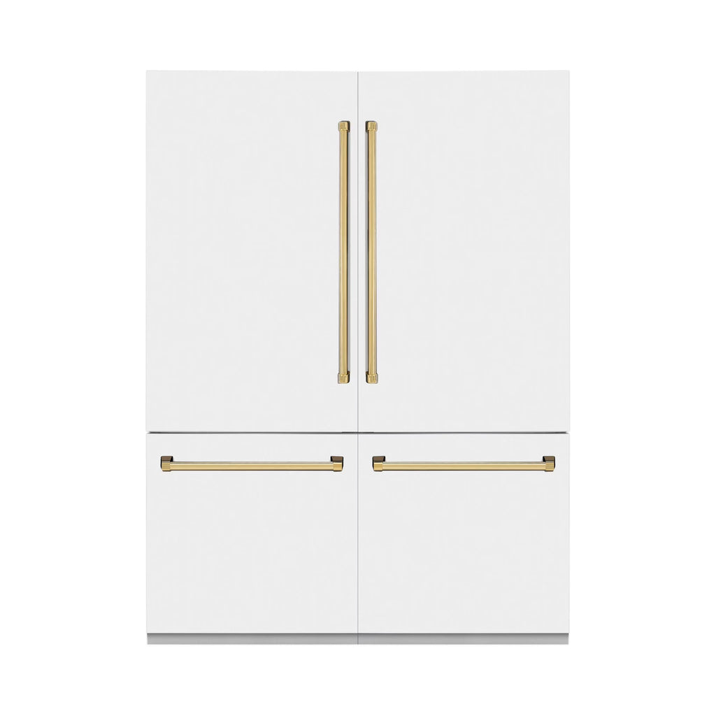 ZLINE Autograph Edition Refrigerator, White Matte & Gold