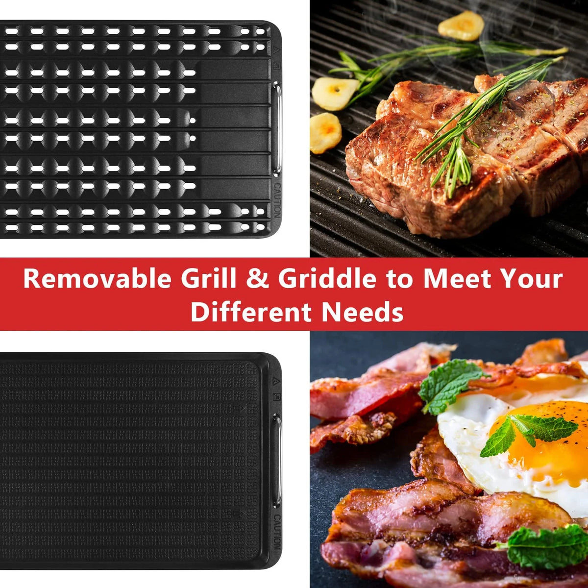 Techwood Indoor Smokeless Grill, 1500W, Black, Electric Portable Korean BBQ Grill with Tempered Glass Lid
