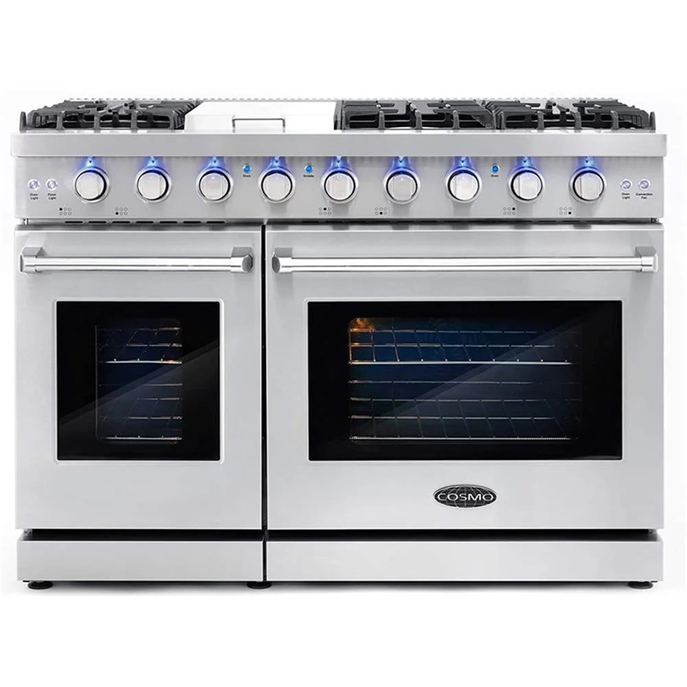 Cosmo 48" Double Oven Gas Range & Dishwasher & French Door Refrigerator Set