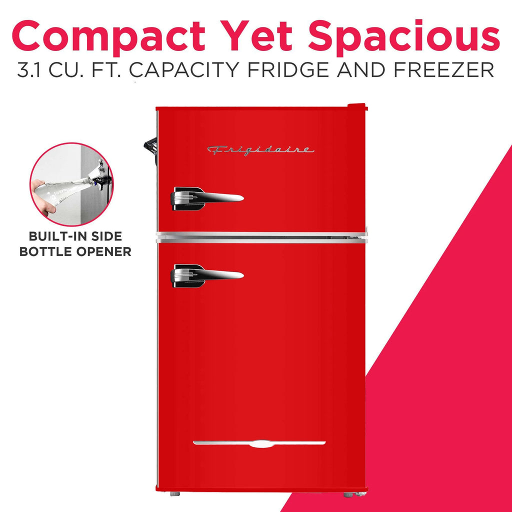 Frigidaire Retro 3.1 Cu ft Two Door Compact Refrigerator with Freezer, Red