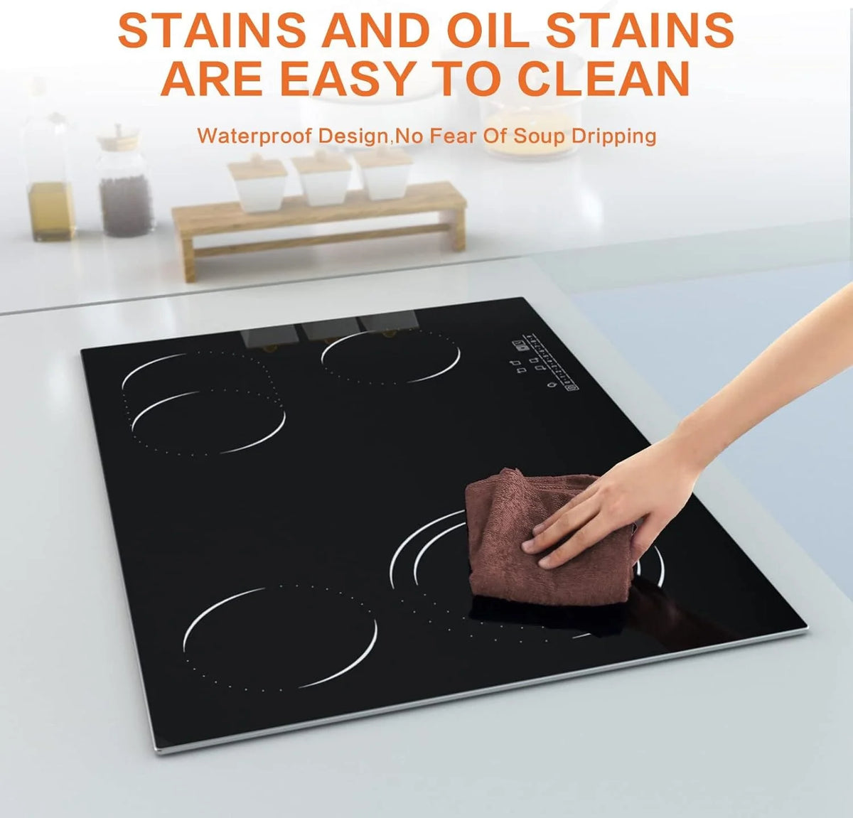 Homtone 30 Inch Electric Cooktop 4 Burners Built-in Electric Stovetop -Timer & Child Safety Lock