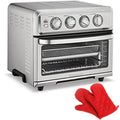 Cuisinart TOA-70 AirFryer Toaster Oven with Grill Stainless Steel Bundle with Deco Chef Pair of Red Heat Resistant Oven Mitt