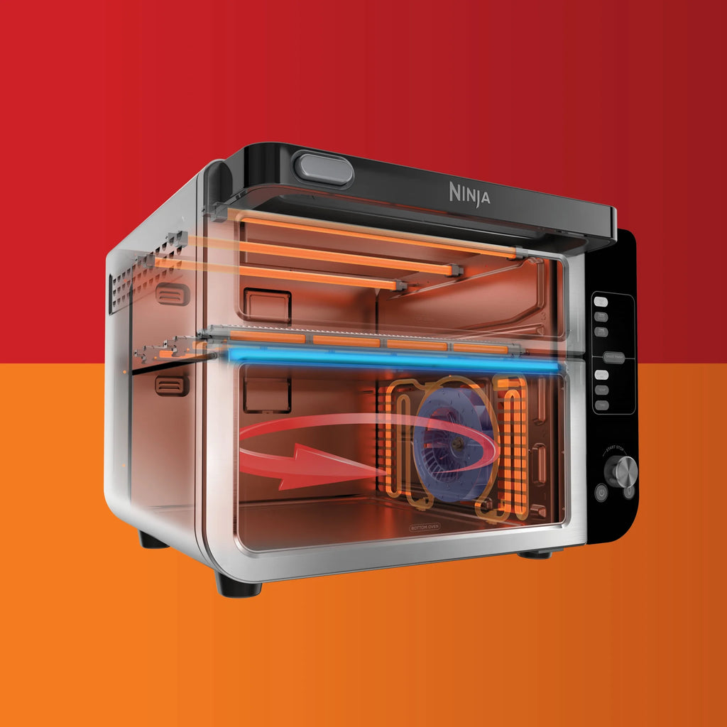Ninja 10-in-1 Air Fryer, Double Door Toaster Oven with FlexDoor, FlavorSeal & Smart Finish, Rapid Top Convection and Air Fry Bottom, Bake, Toast, Air Fry, Pizza and More, Stainless Steel, DCT400