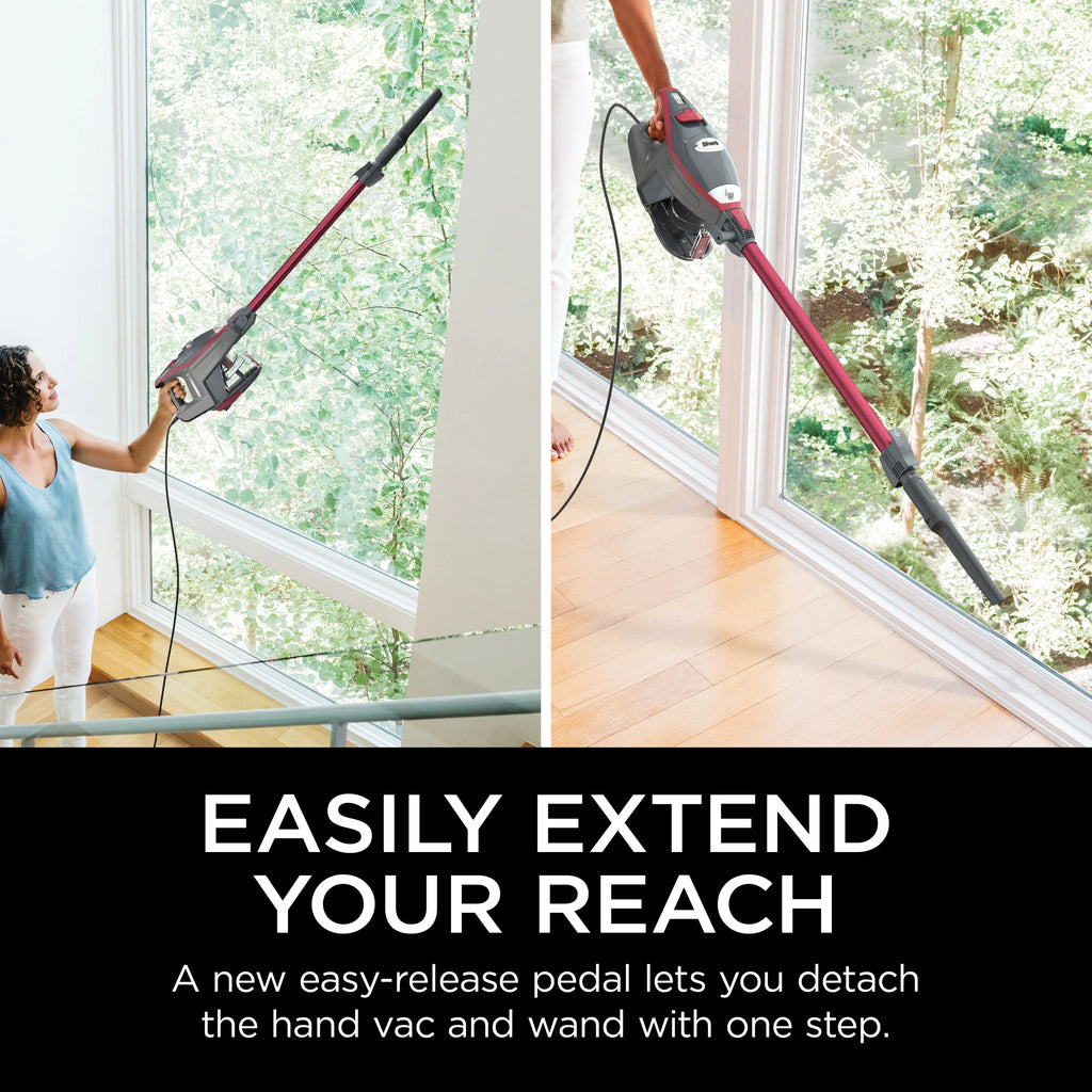 Shark Rocket Pro Corded Stick Vacuum, Removable Hand Vacuum, Hardwood Floors and Carpet, Advanced Swivel Steering, Pet-Friendly, XL Capacity, Ultra-Lightweight, HV370 Comet Red